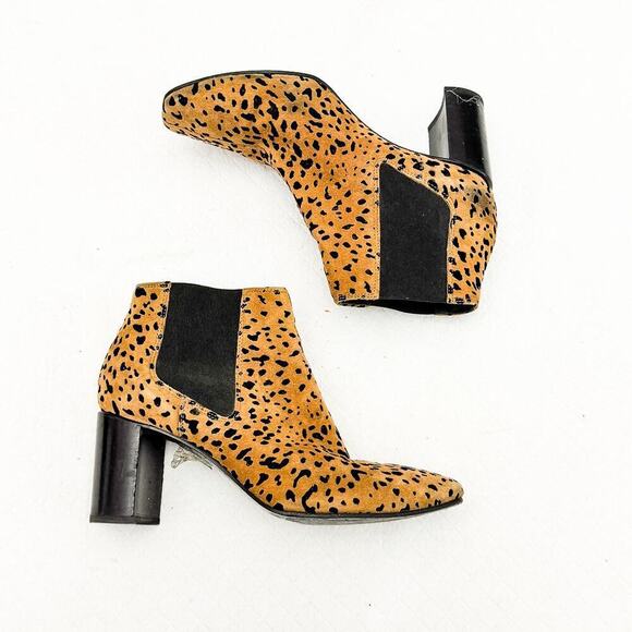 Rag & Bone Leopard Print Suede Leather Block Heel Booties Size 35 Italy - Picture 4 of 5